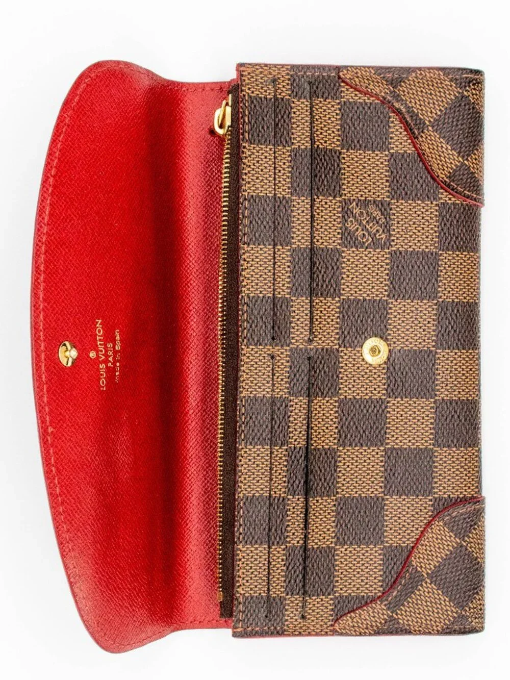LV Damier Ebene Caissa Wallet Cherry Red